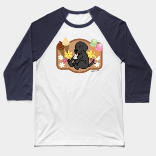 Black Labrador Ice Cream Lover Baseball T-Shirt